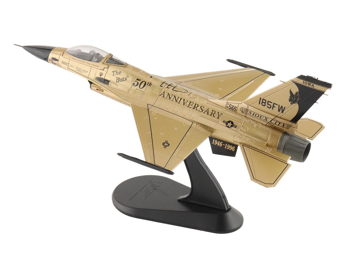 Lockheed F-16A Fighting Falcon Fighter Aircraft "85-1565 Golden Bat Viper 185 ARW Iowa ANG Squadron 50th Anniversary" (2022) United States Air Force "Air Power Series" 1/72 Diecast Model by Hobby Master LuxuryLifeWay Online Store