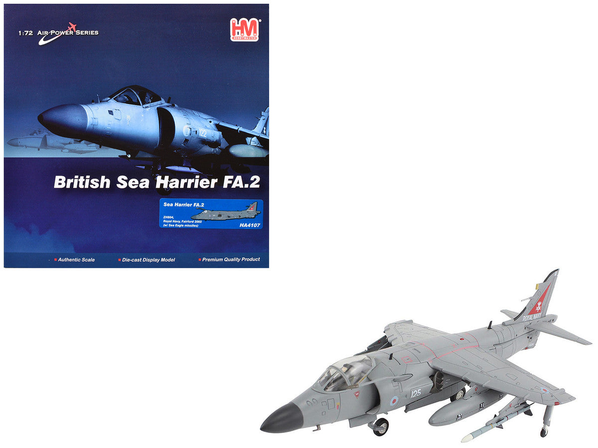 British Aerospace Sea Harrier FA.2 Aircraft with Sea Eagle Missiles "ZH804 Fairford" (2002) British Royal Navy "Air Power Series" 1/72 Diecast Model by Hobby Master LuxuryLifeWay Online Store