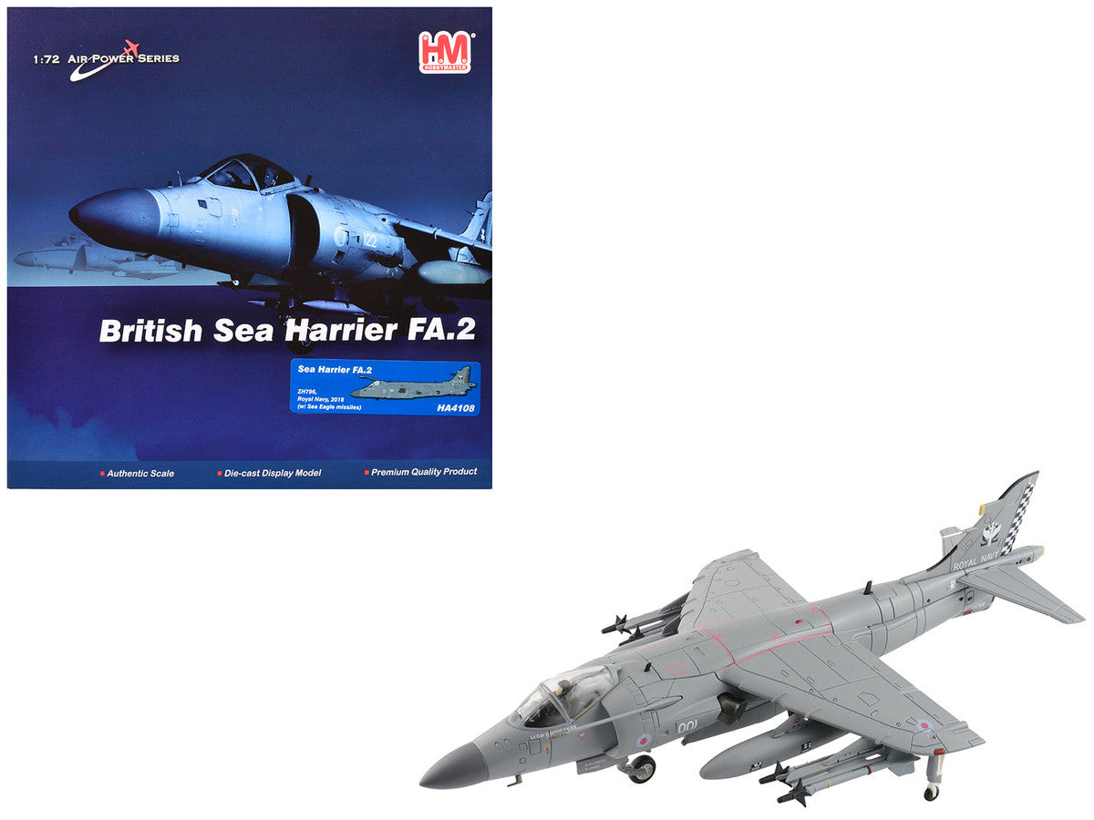 British Aerospace Sea Harrier FA.2 Aircraft with Sea Eagle Missiles "ZH796" (2018) British Royal Navy "Air Power Series" 1/72 Diecast Model by Hobby Master LuxuryLifeWay Online Store