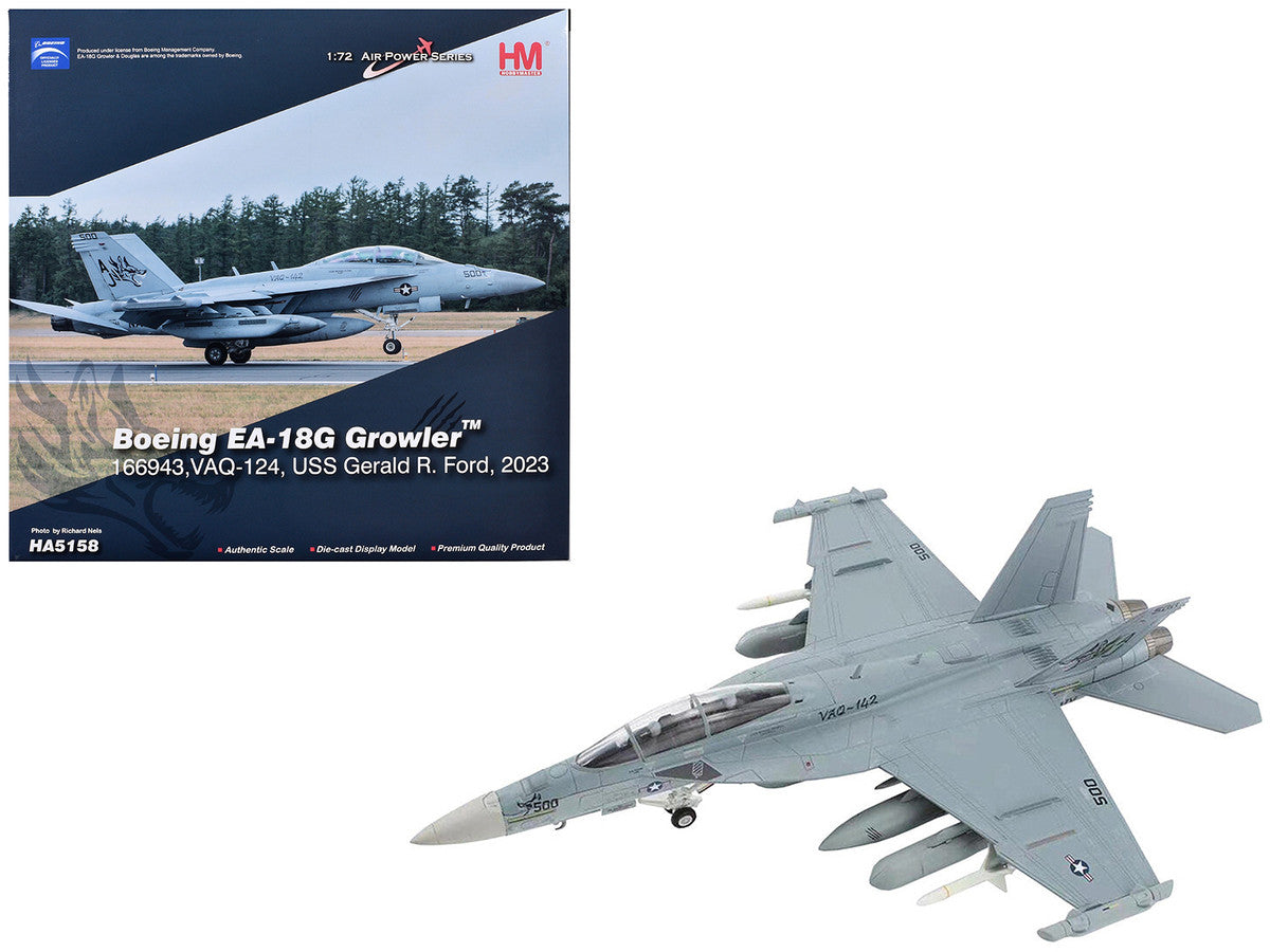 Boeing EA-18G Growler Aircraft "VAQ-142 Gray Wolves USS Gerald R. Ford" (2023) United States Navy "Air Power Series" 1/72 Diecast Model by Hobby Master LuxuryLifeWay Online Store