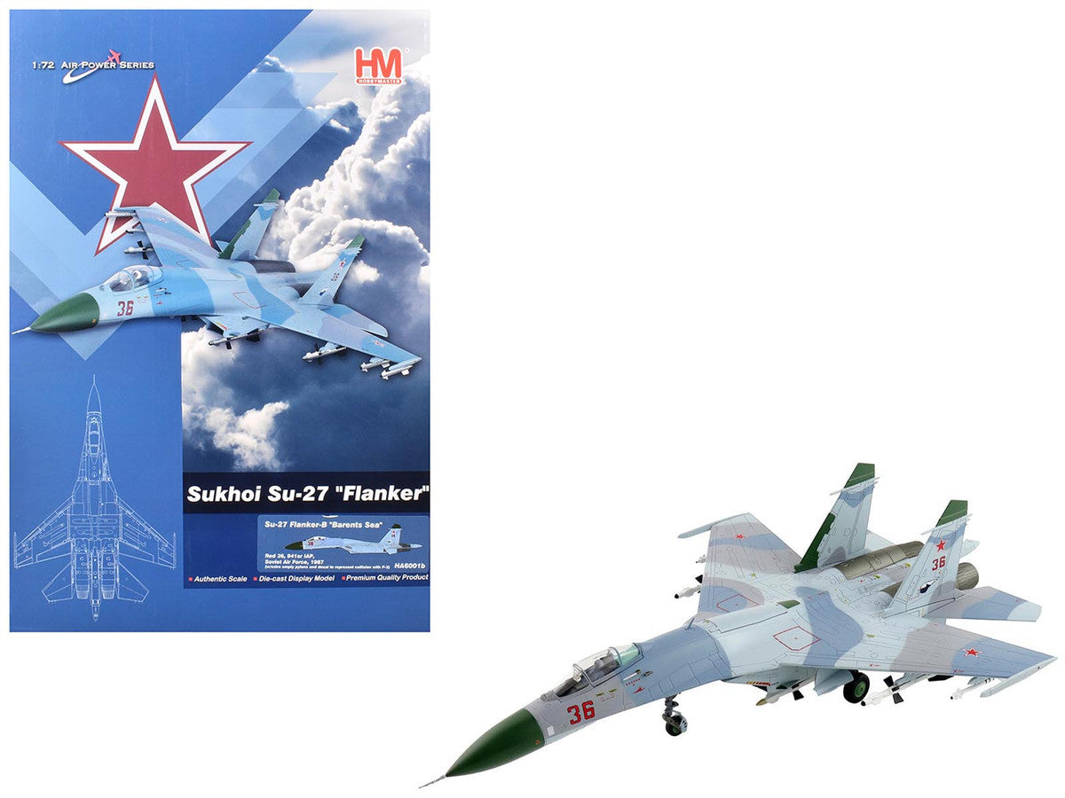 Sukhoi Su-27 Flanker-B Fighter Aircraft "Red 36 Barents Sea 941st IAP" (1987) Soviet Air Force "Air Power Series" 1/72 Diecast Model by Hobby Master LuxuryLifeWay Online Store