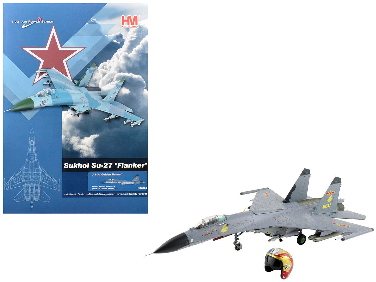 Shenyang J-11A Fighter Aircraft "40547 Golden Helmet" (2014) People's Liberation Army Air Force with 1/8 Scale Golden Helmet "Air Power Series" 1/72 Diecast Model by Hobby Master LuxuryLifeWay Online Store