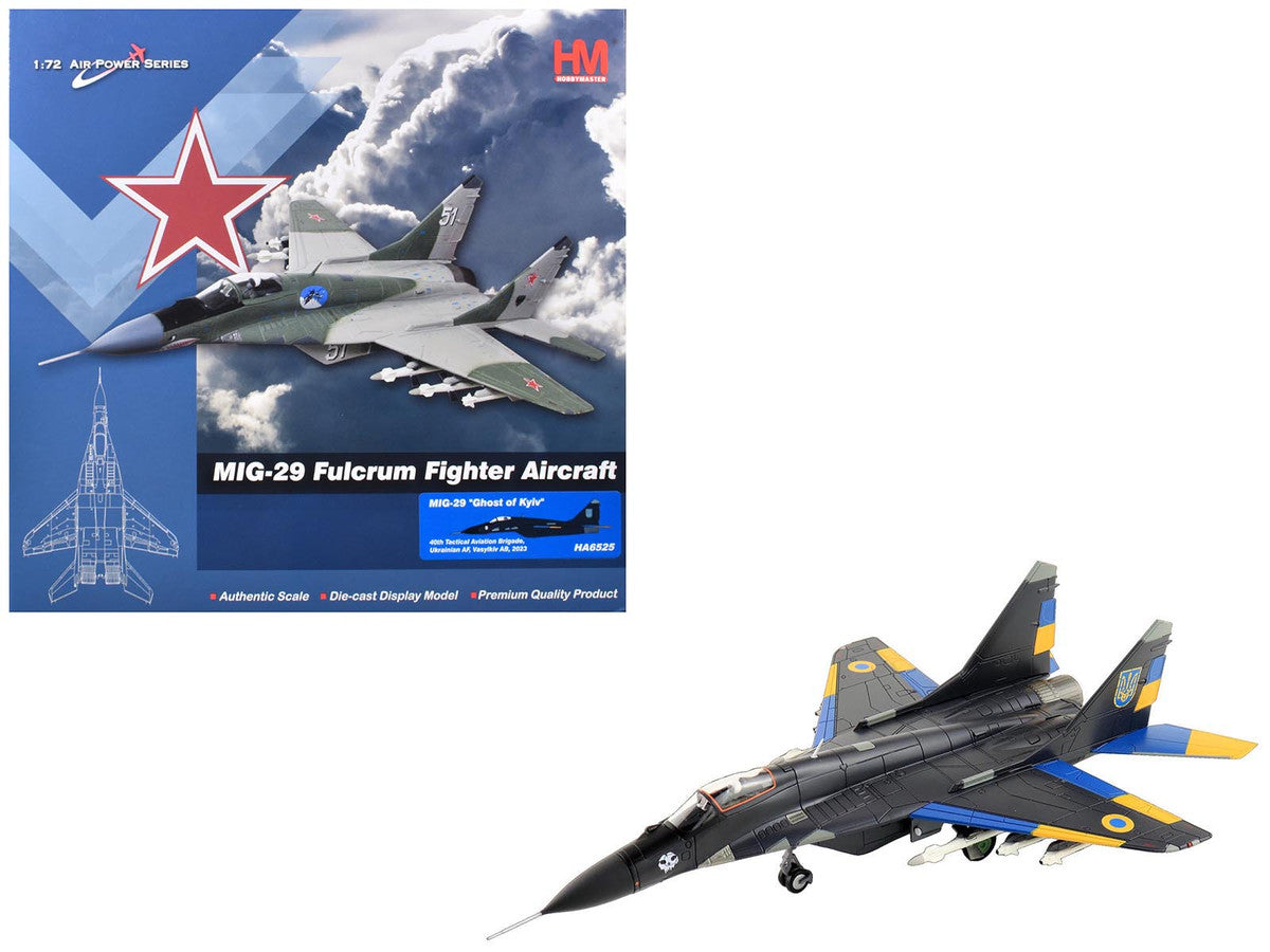 Mikoyan MIG-29 Fulcrum Aircraft "Ghost of Kyiv 40th Tactical Aviation Brigade Vasylkiv Air Base" (2023) Ukrainian Air Force "Air Power Series" 1/72 Diecast Model by Hobby Master LuxuryLifeWay Online Store