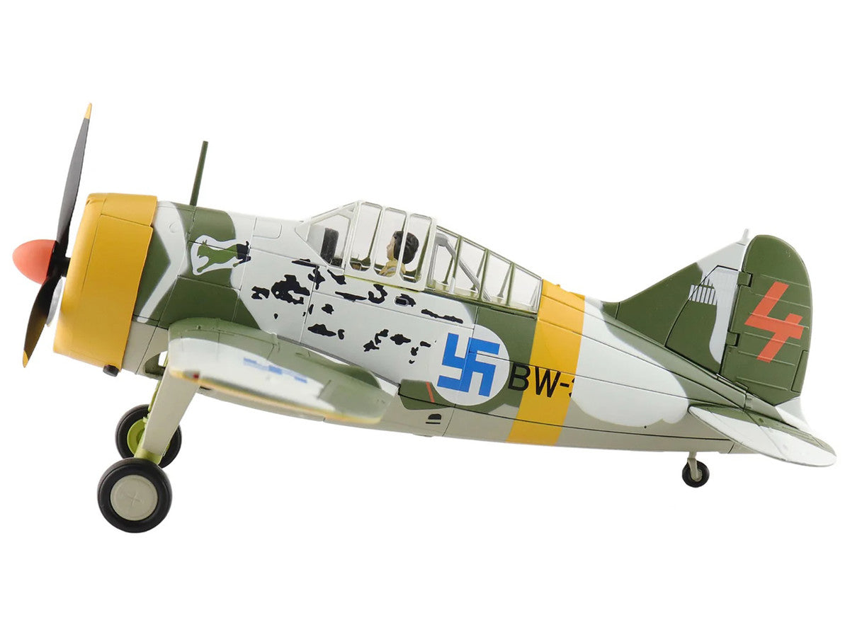Brewster F2A Model 239 "Buffalo" Fighter Aircraft "BW364 LeLv 24 flown by Warrant Officer Ilmari Juutilainen" (1942) Finnish Air Force "Air Power Series" 1/48 Diecast Model by Hobby Master LuxuryLifeWay Online Store