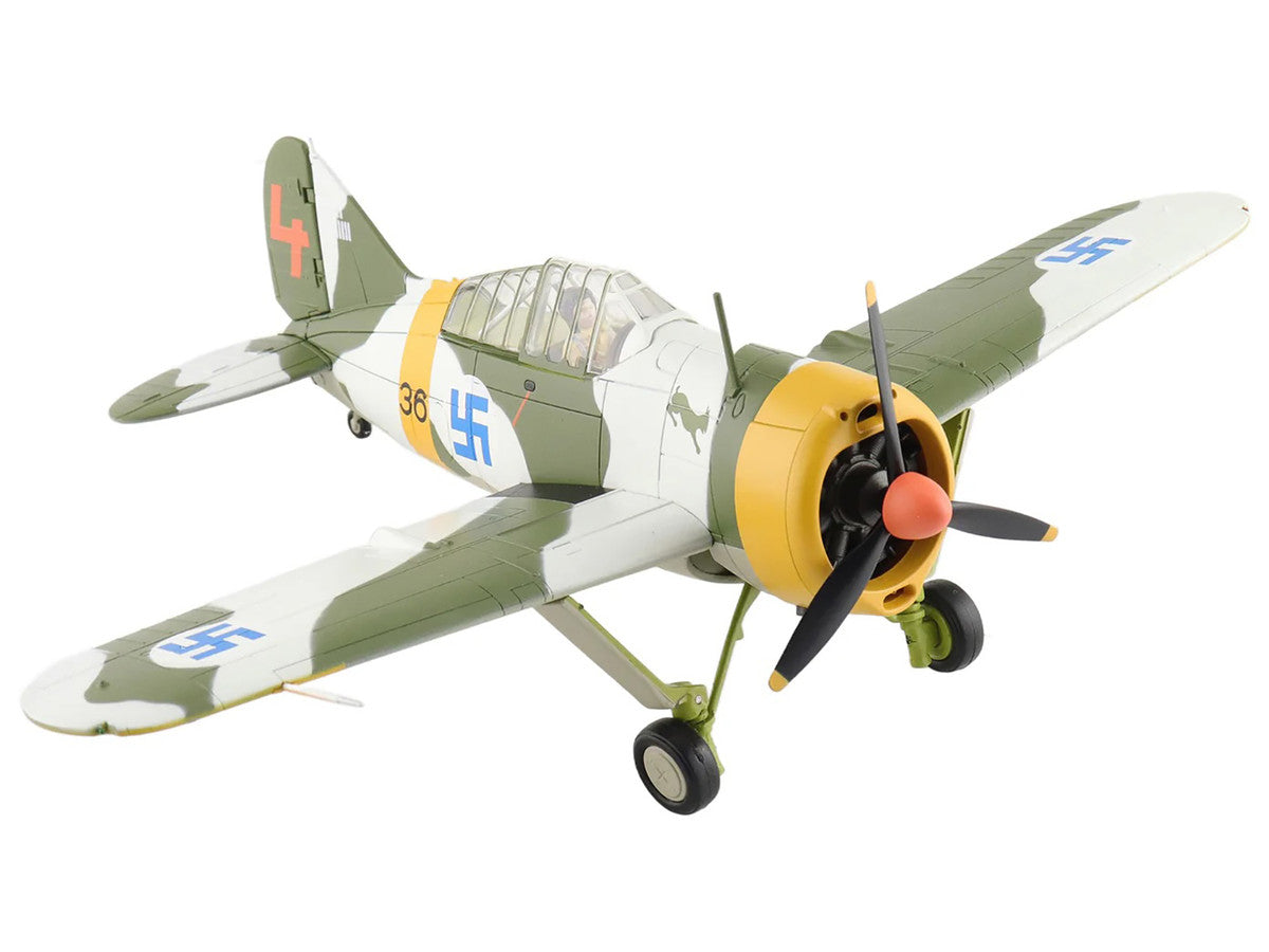 Brewster F2A Model 239 "Buffalo" Fighter Aircraft "BW364 LeLv 24 flown by Warrant Officer Ilmari Juutilainen" (1942) Finnish Air Force "Air Power Series" 1/48 Diecast Model by Hobby Master LuxuryLifeWay Online Store