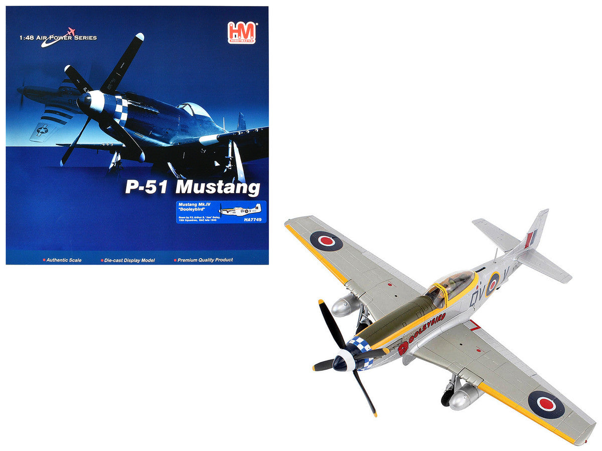 North American Mustang Mk.IV Fighter Aircraft "Flight Lieutenant Arthur S. 'Joe' Doley 19th Squadron" (1945) British Royal Air Force "Air Power Series" 1/48 Diecast Model by Hobby Master LuxuryLifeWay Online Store
