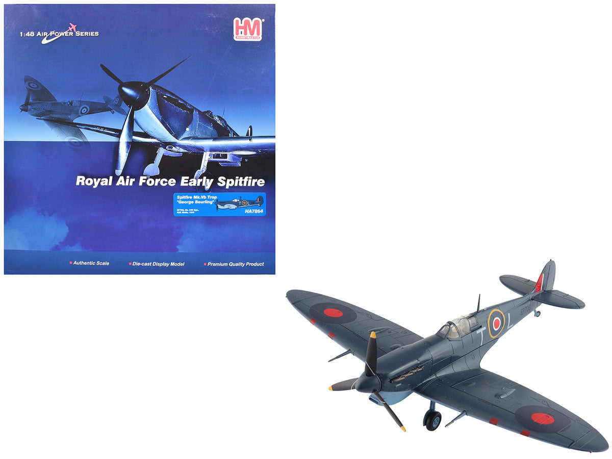 Supermarine Spitfire Mk.Vb Trop Fighter Aircraft "EP706 George Beurling No. 249 Squadron Malta" (1942) British Royal Air Force "Air Power Series" 1/48 Diecast Model by Hobby Master LuxuryLifeWay Online Store