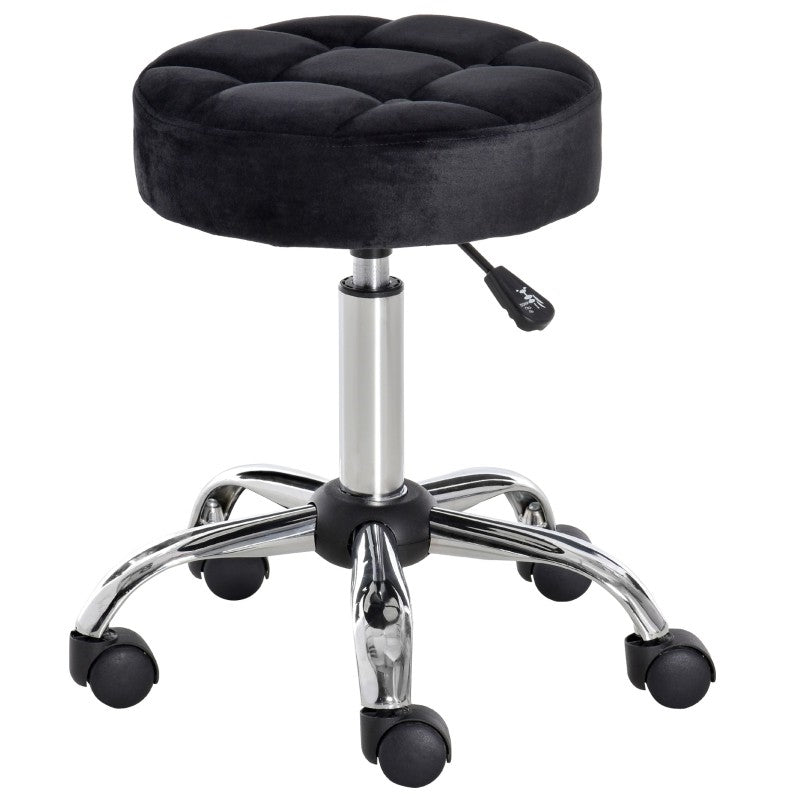 Black Button Tufted Adjustable Rolling Massage Swivel Salon Stool LuxuryLifeWay Online Store