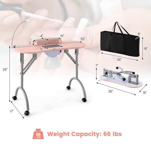 Manicure Nail Table with Bendable USB-plug LED Table Lamp-Pink LuxuryLifeWay Online Store