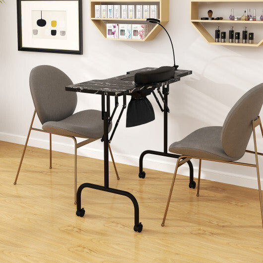 Folding Manicure Nail Table with Electric Dust Collector-Pink LuxuryLifeWay Online Store