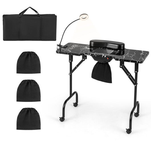 Folding Manicure Nail Table with Electric Dust Collector-Pink LuxuryLifeWay Online Store