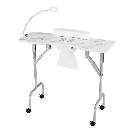 Folding Manicure Nail Table with Electric Dust Collector-Pink LuxuryLifeWay Online Store