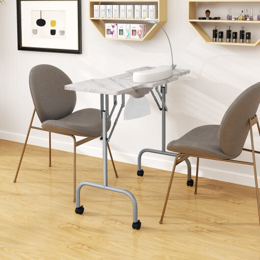 Folding Manicure Nail Table with Electric Dust Collector-Pink LuxuryLifeWay Online Store