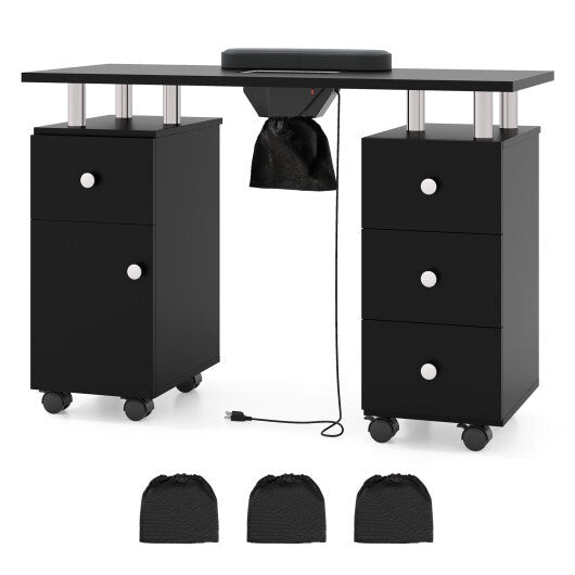 Manicure Table Nail Desk with Electric Dust Collector and 3 Dust Bags-Black LuxuryLifeWay Online Store