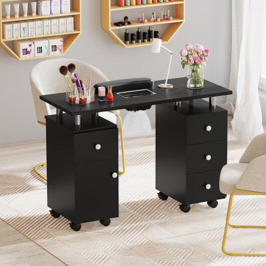 Manicure Table Nail Desk with Electric Dust Collector and 3 Dust Bags-Black LuxuryLifeWay Online Store