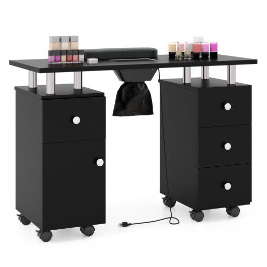 Manicure Table Nail Desk with Electric Dust Collector and 3 Dust Bags-Black LuxuryLifeWay Online Store