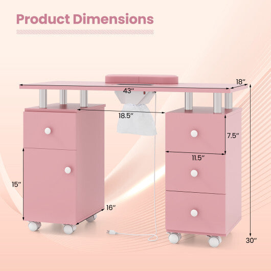 Manicure Table Nail Desk with Electric Dust Collector and 3 Dust Bags-Black LuxuryLifeWay Online Store