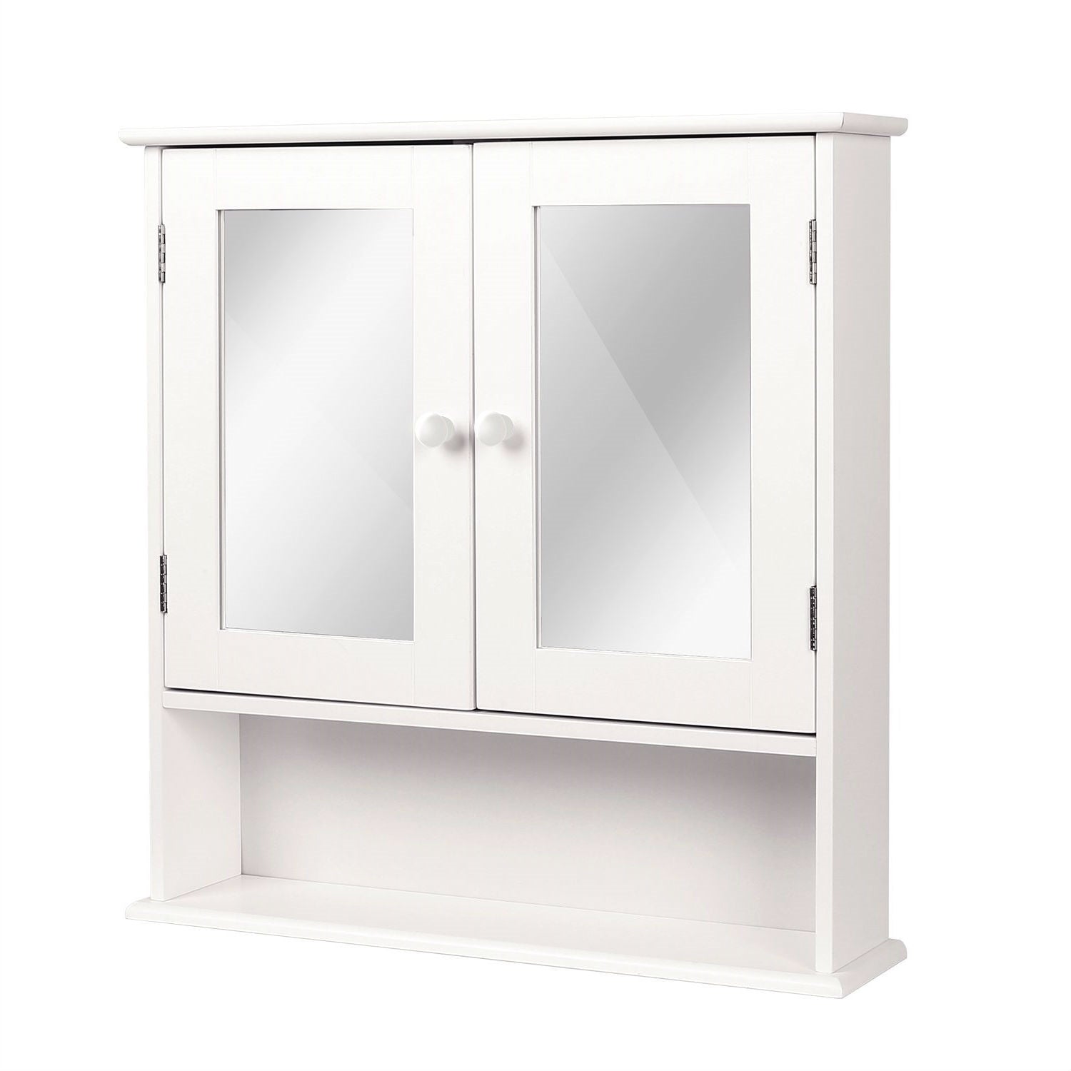 White 2-Door Mirrored Medicine Cabinet with Open Shelf LuxuryLifeWay Online Store