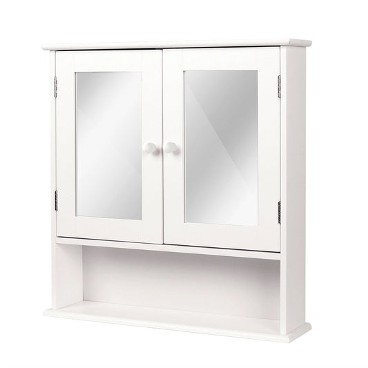 White 2-Door Mirrored Medicine Cabinet with Open Shelf LuxuryLifeWay Online Store