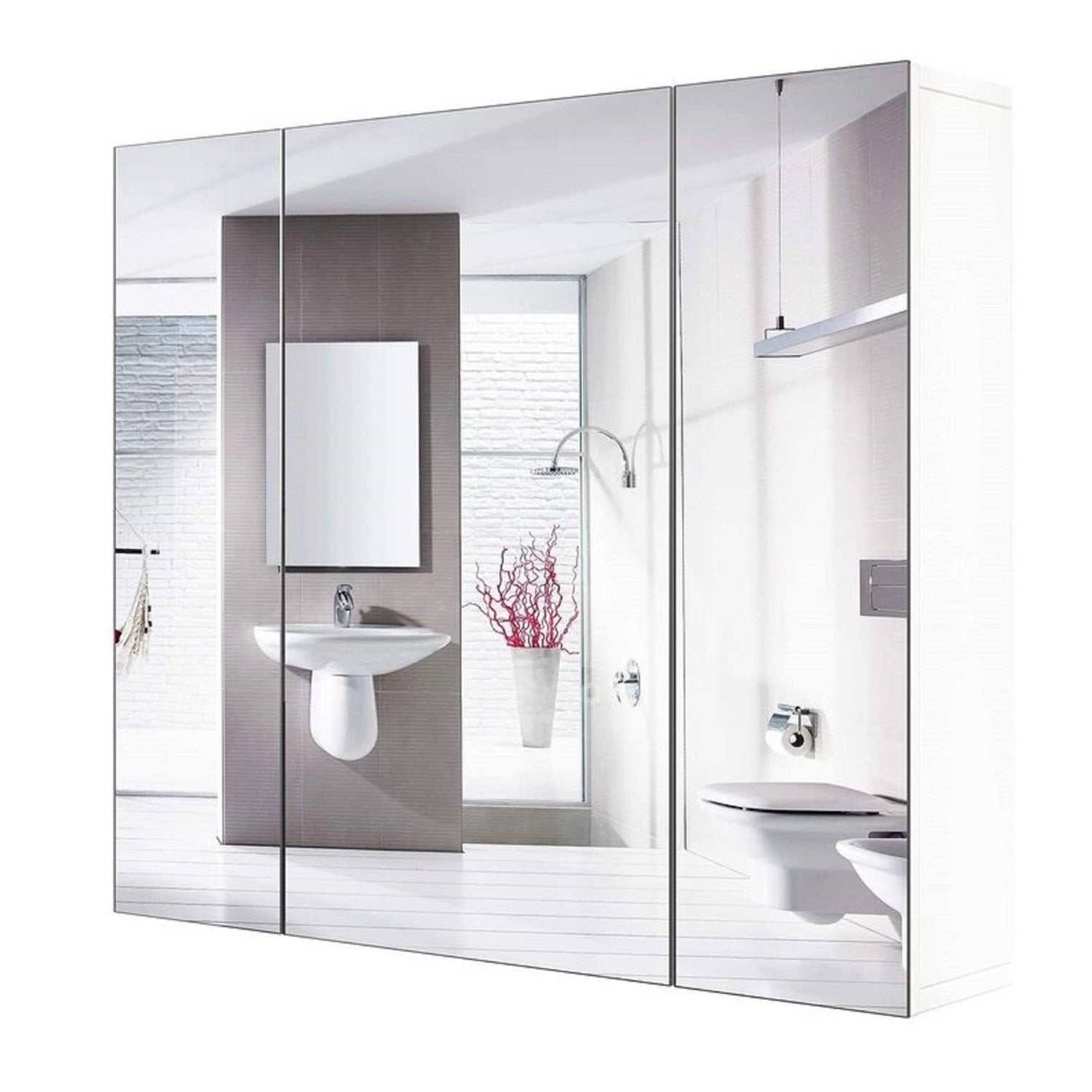 Modern 3-Door Wall Mounted Medicine Cabinet Bathroom Mirror Cupboard LuxuryLifeWay Online Store