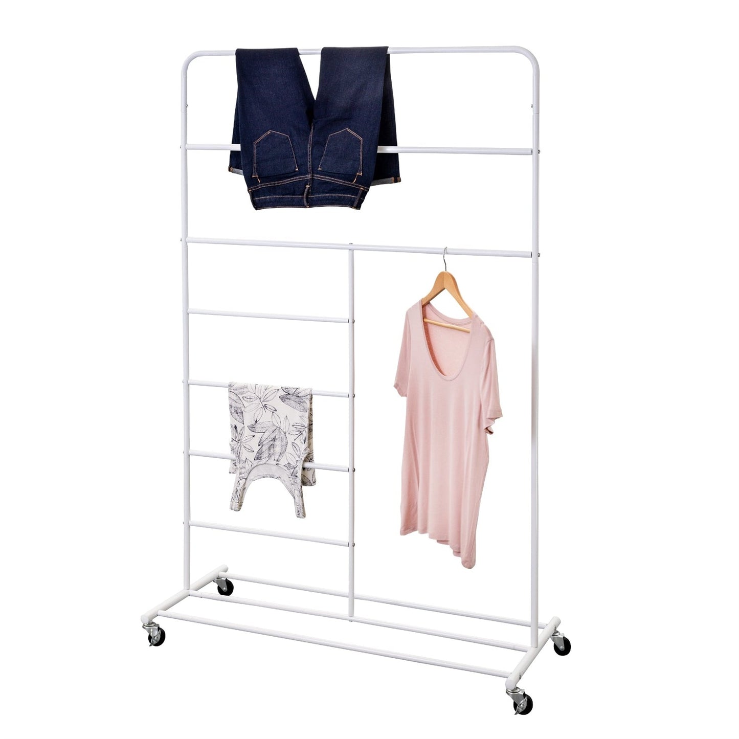 White Rolling Multi Use Laundry Clothes Drying Rack LuxuryLifeWay Online Store