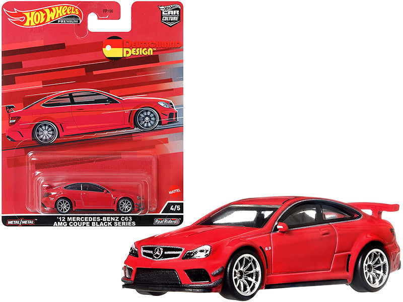 2012 Mercedes Benz C63 AMG Coupe Black Series Red "Deutschland Design" Series Diecast Model Car by Hot Wheels LuxuryLifeWay Online Store