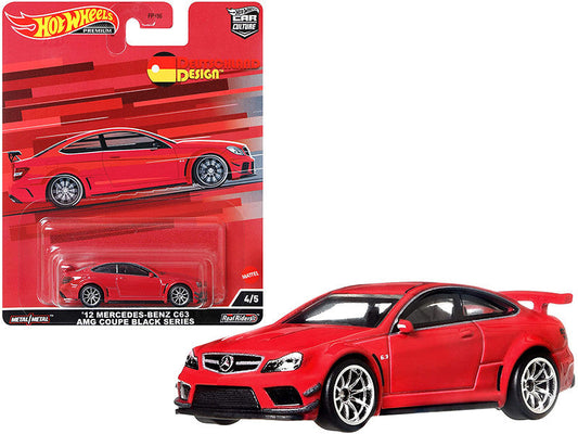 2012 Mercedes Benz C63 AMG Coupe Black Series Red "Deutschland Design" Series Diecast Model Car by Hot Wheels LuxuryLifeWay Online Store