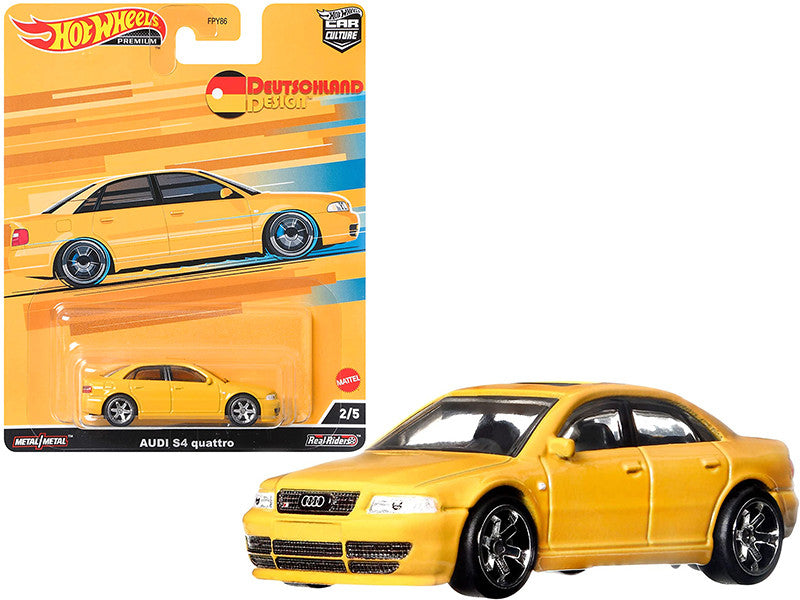 Audi S4 Quattro with Sunroof Yellow "Deutschland Design" Series Diecast Model Car by Hot Wheels LuxuryLifeWay Online Store