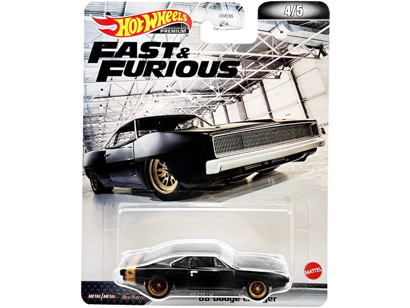 1968 Dodge Charger R/T Matt Black with Gold Tail Stripe "Fast & Furious" Series Diecast Model Car by Hot Wheels LuxuryLifeWay Online Store