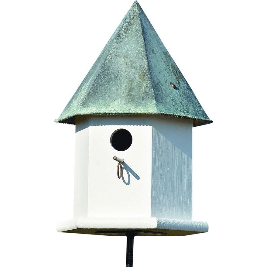 White Octagonal Bird House with Verdigris Copper Roof - Made in USA LuxuryLifeWay Online Store