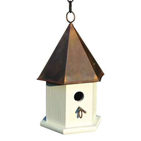 White Wood Songbird Birdhouse with Brown Copper Roof LuxuryLifeWay Online Store