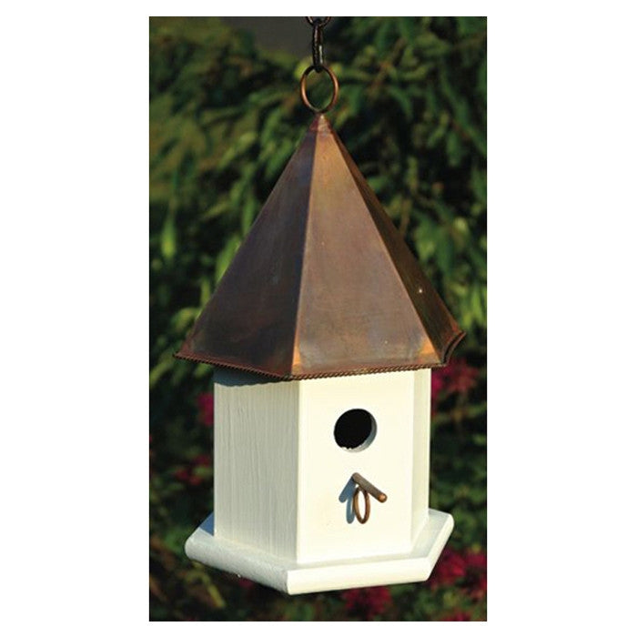 White Wood Songbird Birdhouse with Brown Copper Roof LuxuryLifeWay Online Store