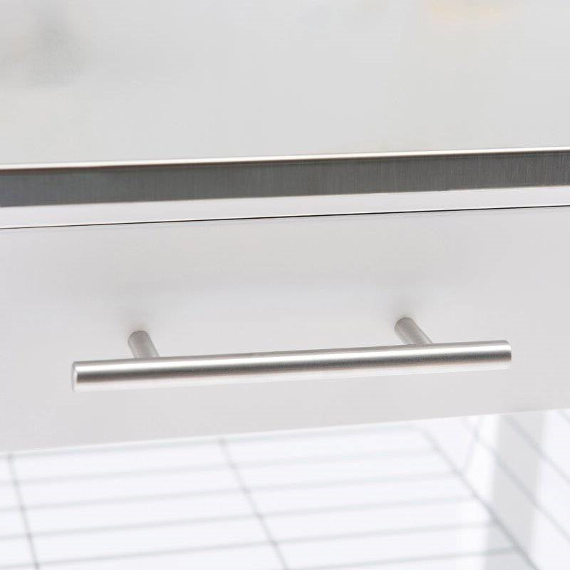 White Stainless Steel Top Kitchen Cart with Drawer and Storage Shelves LuxuryLifeWay Online Store