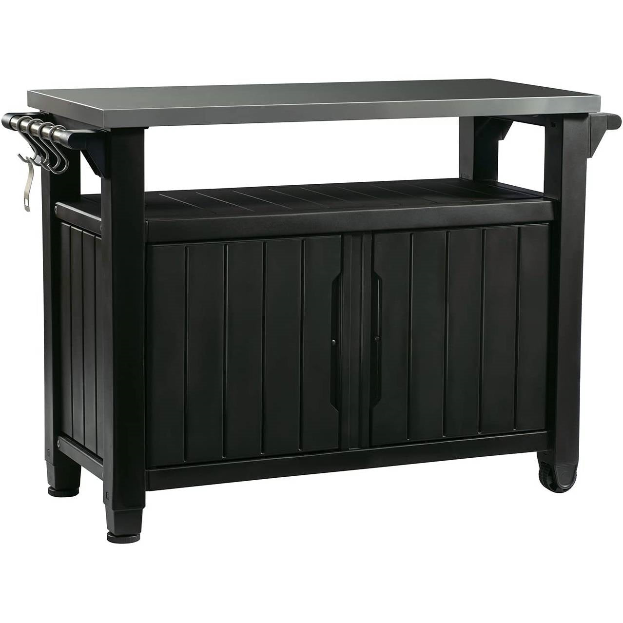 Outdoor Grill Party Bar Serving Cart with Storage in Graphite Grey LuxuryLifeWay Online Store