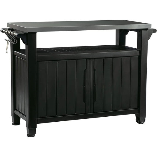 Outdoor Grill Party Bar Serving Cart with Storage in Graphite Grey LuxuryLifeWay Online Store