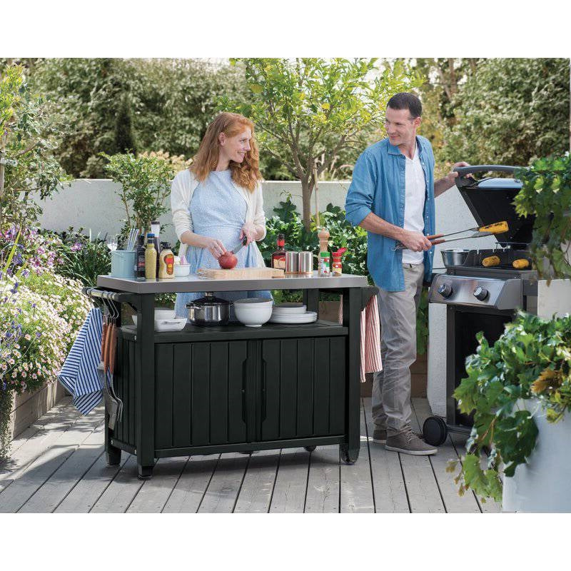 Outdoor Grill Party Bar Serving Cart with Storage in Graphite Grey LuxuryLifeWay Online Store