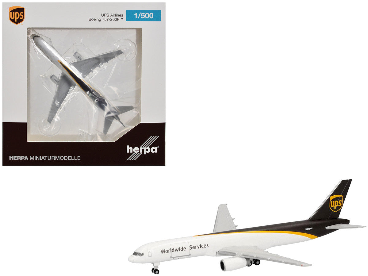 Boeing 757-200F Commercial Aircraft "UPS Worldwide Service" (N475UP) White with Brown Tail 1/500 Diecast Model Airplane by Herpa LuxuryLifeWay Online Store