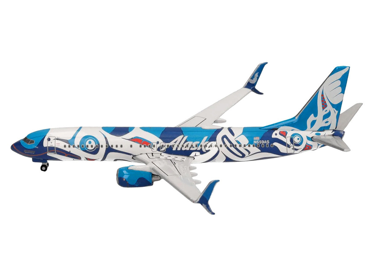 Boeing 737-800 Commercial Aircraft "Alaska Airlines - Salmon People Livery" (N559AS) Blue and White 1/500 Diecast Model Airplane by Herpa LuxuryLifeWay Online Store