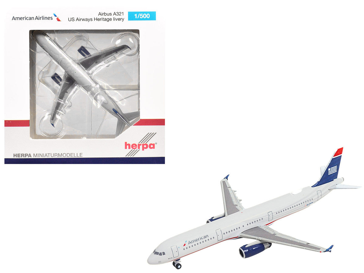 Airbus A321 Commercial Aircraft "American Airlines" (N578UW) Gray with Blue Tail 1/500 Diecast Model by Herpa LuxuryLifeWay Online Store
