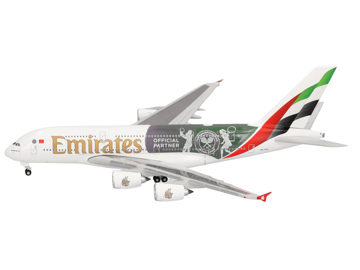Airbus A380-800 Commercial Aircraft "Emirates Airlines - Wimbledon Official Partner" (A6-EOE) White with Graphics 1/500 Diecast Model Airplane by Herpa LuxuryLifeWay Online Store