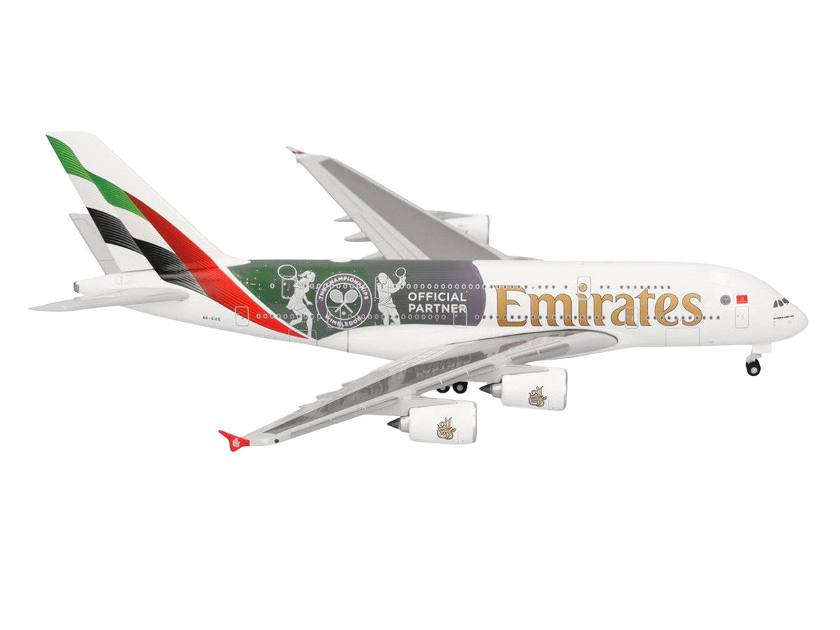 Airbus A380-800 Commercial Aircraft "Emirates Airlines - Wimbledon Official Partner" (A6-EOE) White with Graphics 1/500 Diecast Model Airplane by Herpa LuxuryLifeWay Online Store