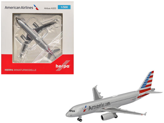 Airbus A320 Commercial Aircraft "American Airlines" (N680AW) Silver with Blue and Red Tail 1/500 Diecast Model Airplane by Herpa LuxuryLifeWay Online Store