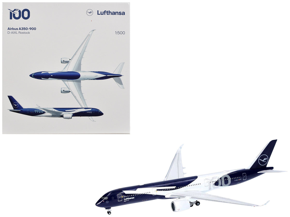 Airbus A350-900 Commercial Aircraft "Lufthansa 100 Years" (D-AIXL) Blue with Graphics 1/500 Diecast Model Airplane by Herpa LuxuryLifeWay Online Store
