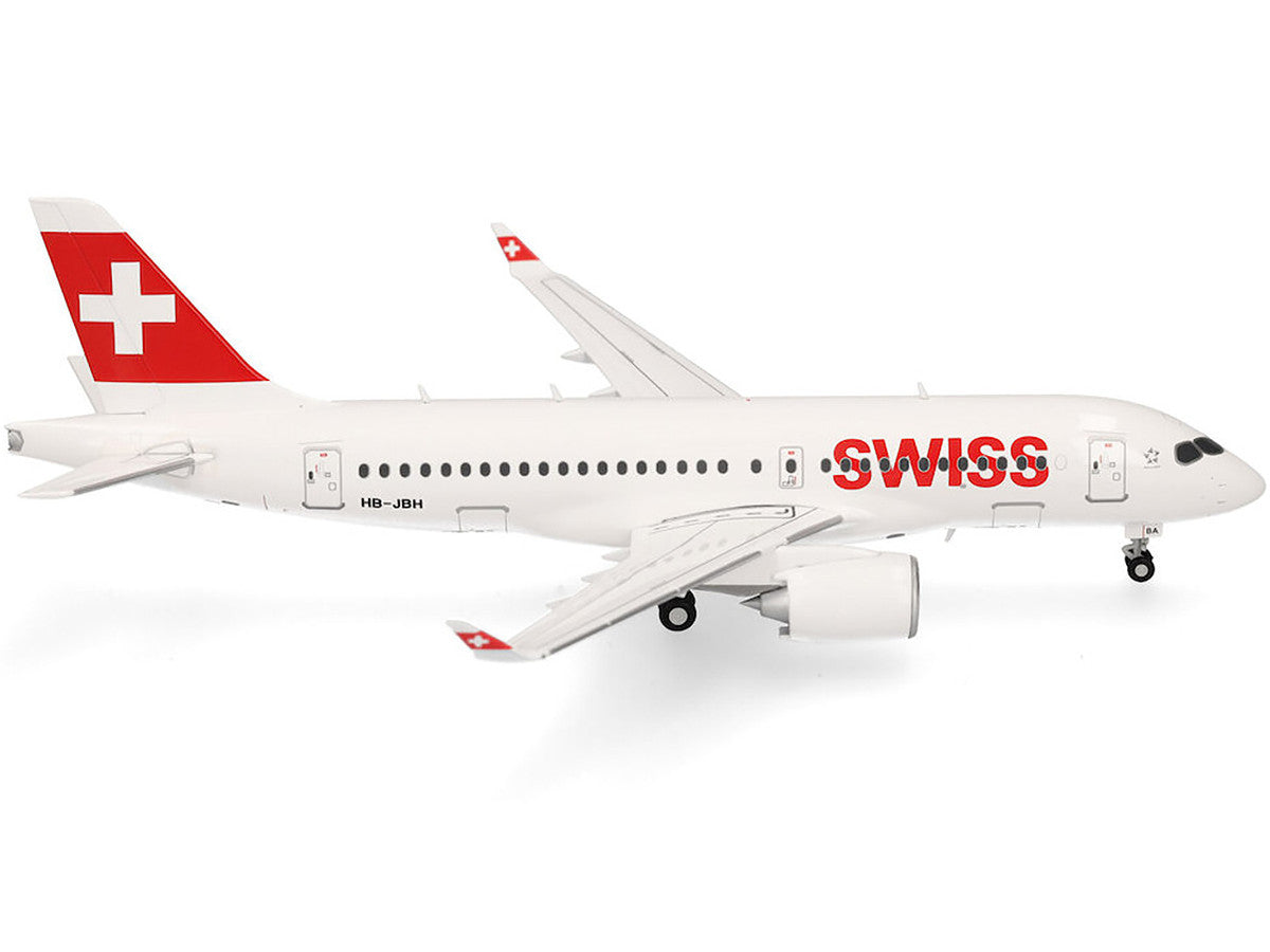 Airbus A220-100 Commercial Aircraft "Swiss International Air Lines" (HB-JBH) White with Red Tail 1/200 Diecast Model Airplane by Herpa LuxuryLifeWay Online Store