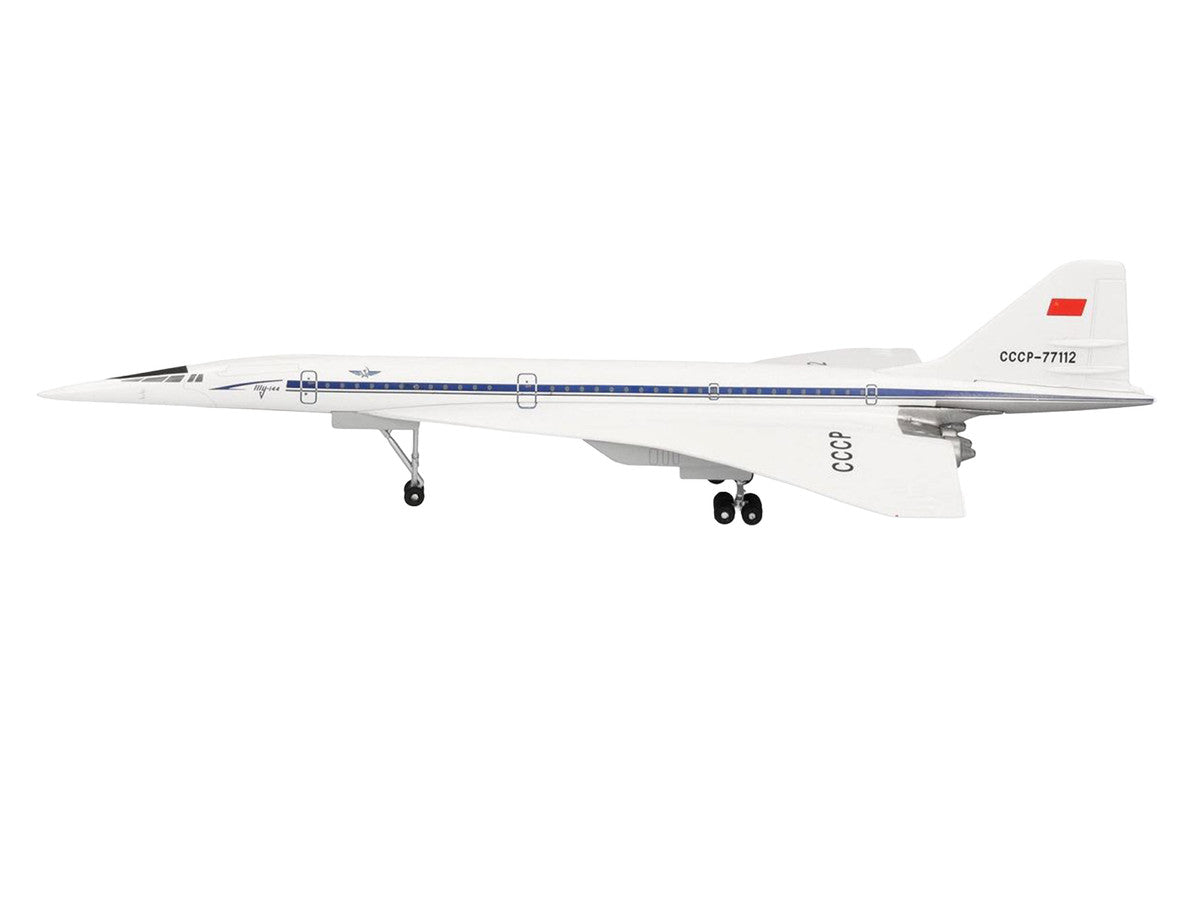 Tupolev Tu-144D Commercial Aircraft "Aeroflt - Technik Museum Sinsheim" (CCCP-77112) White with Blue Stripes 1/400 Diecast Model Airplane by Herpa LuxuryLifeWay Online Store