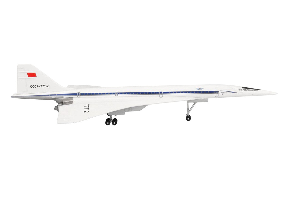 Tupolev Tu-144D Commercial Aircraft "Aeroflt - Technik Museum Sinsheim" (CCCP-77112) White with Blue Stripes 1/400 Diecast Model Airplane by Herpa LuxuryLifeWay Online Store