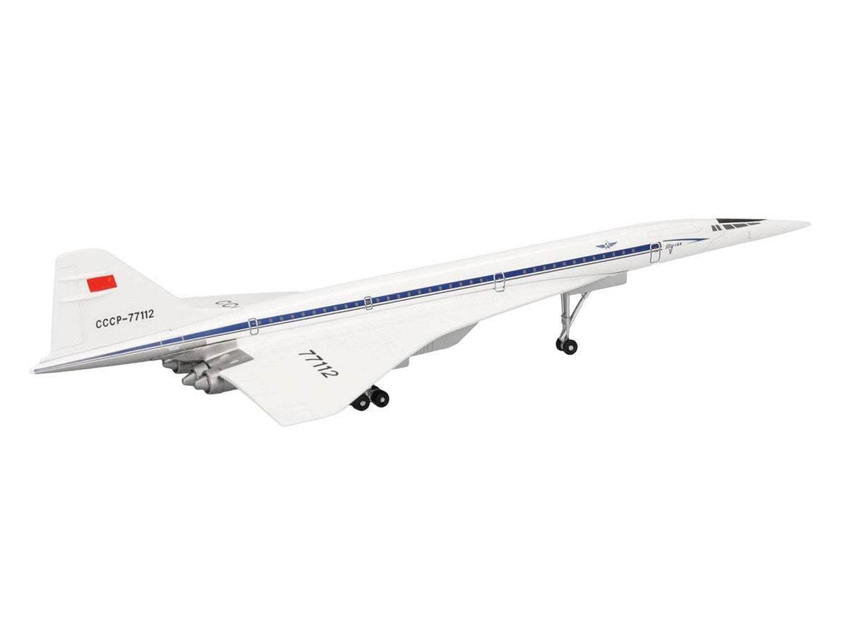 Tupolev Tu-144D Commercial Aircraft "Aeroflt - Technik Museum Sinsheim" (CCCP-77112) White with Blue Stripes 1/400 Diecast Model Airplane by Herpa LuxuryLifeWay Online Store