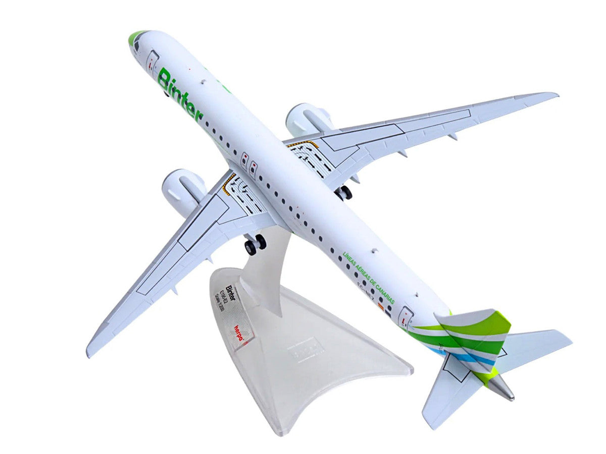 Embraer E195-E2 Commercial Aircraft "Binter Canarias" (EC-NEZ) White with Green Striped Tail 1/200 Diecast Model by Herpa LuxuryLifeWay Online Store