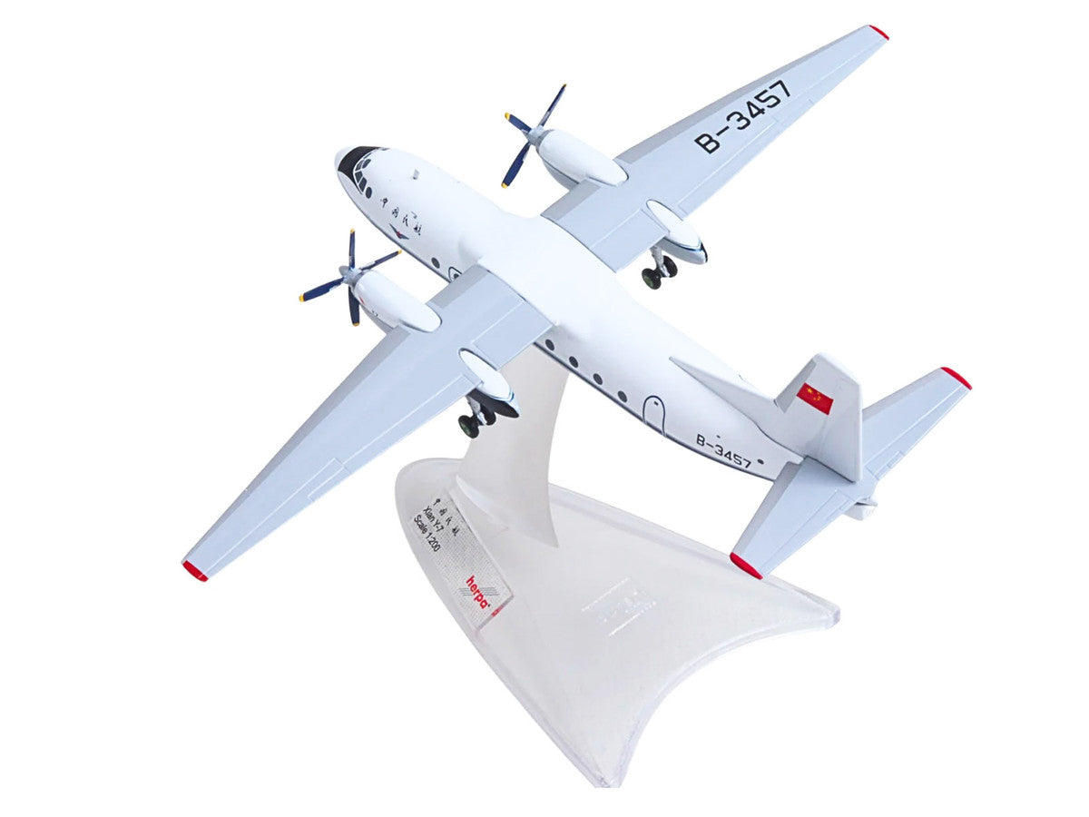 Xian Y-7 Commercial Aircraft "CAAC Airlines" (B-3457) White with Blue Stripes 1/200 Diecast Model by Herpa LuxuryLifeWay Online Store