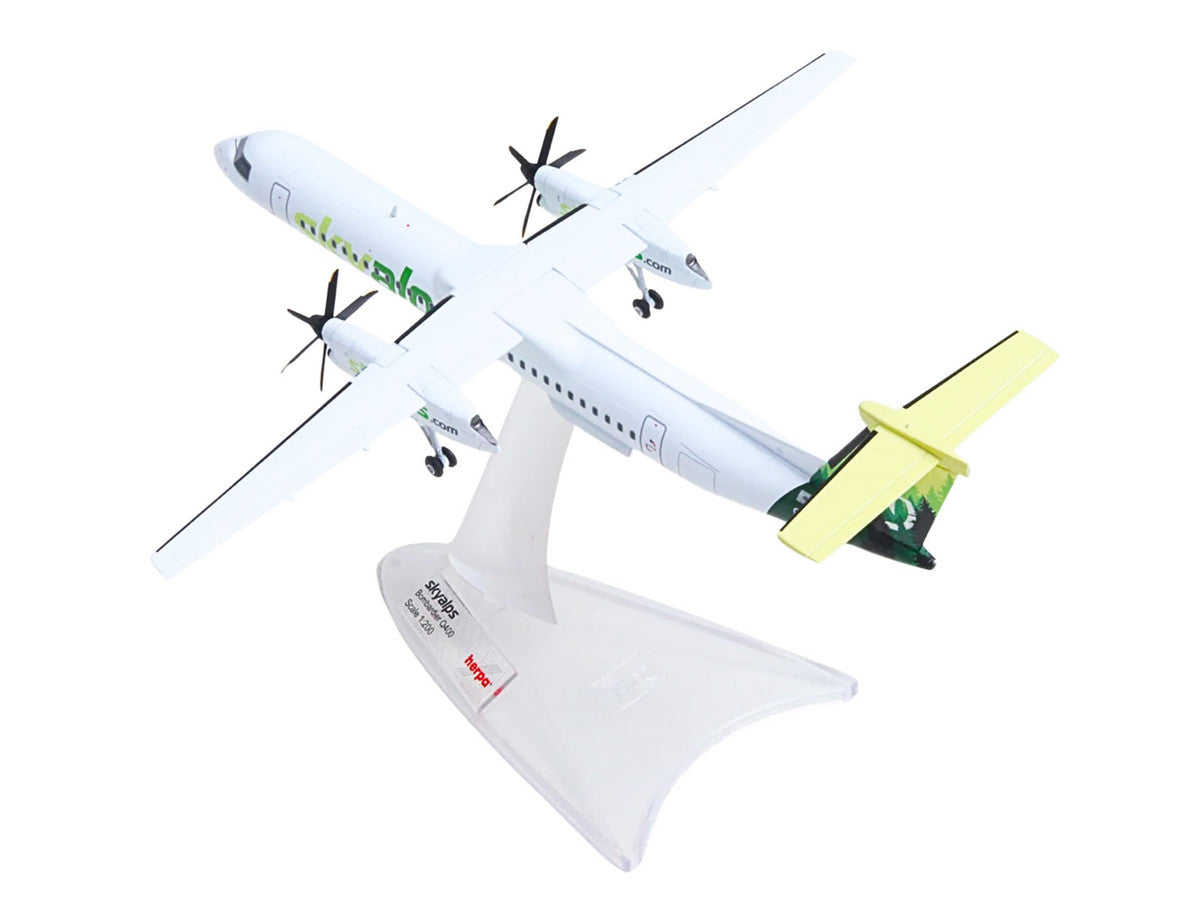 Bombardier Q400 Commercial Aircraft "Sky Alps" (9H-PAUL) White with Green Tail Graphics 1/200 Diecast Model by Herpa LuxuryLifeWay Online Store